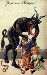 Typical 19th century Krampus card.